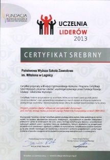 PWSZ im. Witelona w Legnicy trzeci raz z rzędu Uczelnią Liderów PWSZ im. Witelona w Legnicy trzeci raz z rzędu Uczelnią Liderów