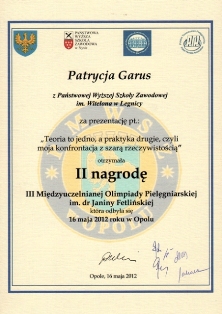 Studentki PWSZ im. Witelona w Legnicy laureatkami Olimpiady Pielęgniarskiej Studentki PWSZ im. Witelona w Legnicy laureatkami Olimpiady Pielęgniarskiej