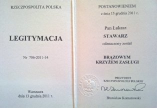 Łukasz Stawarz odznaczony przez Prezydenta RP i Ministra Sportu
