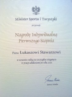 Łukasz Stawarz odznaczony przez Prezydenta RP i Ministra Sportu Łukasz Stawarz odznaczony przez Prezydenta RP i Ministra Sportu