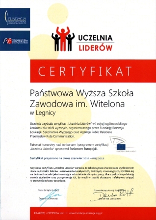 PWSZ im. Witelona w Legnicy „Uczelnią Liderów” PWSZ im. Witelona w Legnicy „Uczelnią Liderów”