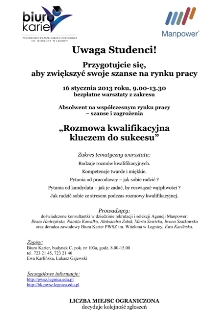 Bezpłatne warsztaty z rozmowy kwalifikacyjnej Bezpłatne warsztaty z rozmowy kwalifikacyjnej